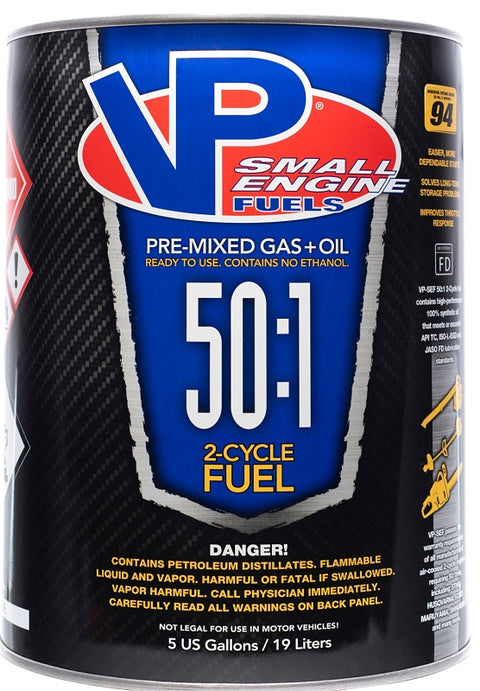 VP Racing 6232 50:1 Pre-Mixed Small Engine Fuel, Aromatic Hydrocarbon, Blue, 5 gal Pail