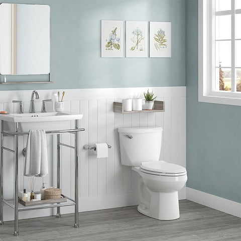 American Standard 736CA001.020 Complete Toilet, Elongated Bowl, 1.6 gpf Flush, 12 in Rough-In, 15 in H Rim, White, Floor