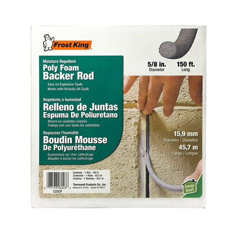 Frost King C23CP Caulk Saver, 5/8 in Dia, 150 ft L, Poly, Gray