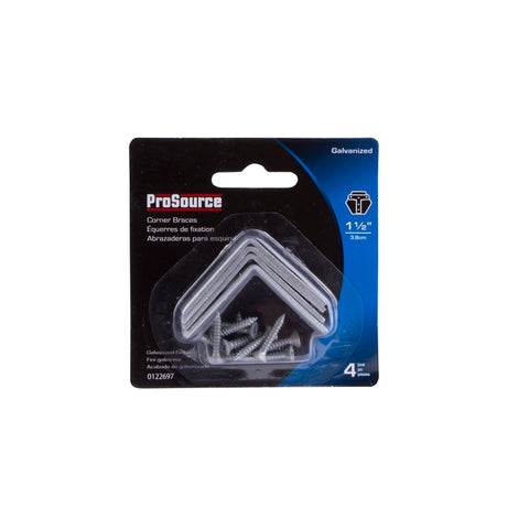 ProSource CB-G015-C4PS Corner Brace, 1-1/2 in L, 1-1/2 in W, 1/2 in H, Galvanized Steel, Galvanized