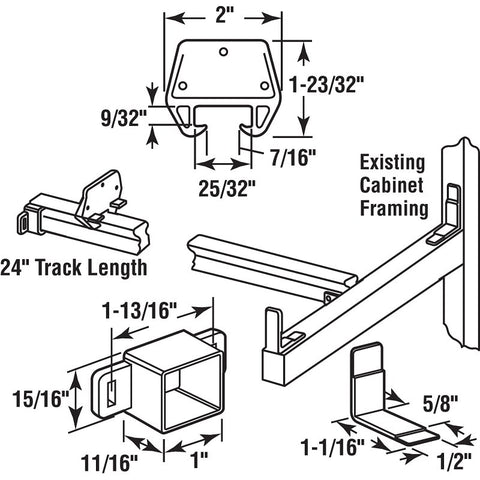 Prime-Line R7144 Drawer Track Repair Kit, Steel