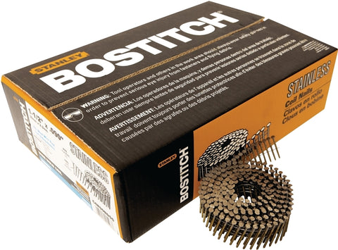 Bostitch C4R90BDSS Siding Nail, Wire Weld Collation, 1-1/2 in L, Stainless Steel, Ring Shank