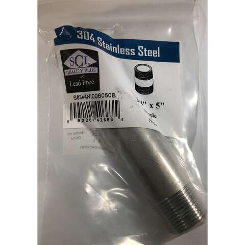 Smith-Cooper 3/4 in. MPT Stainless Steel 5 in. L Nipple