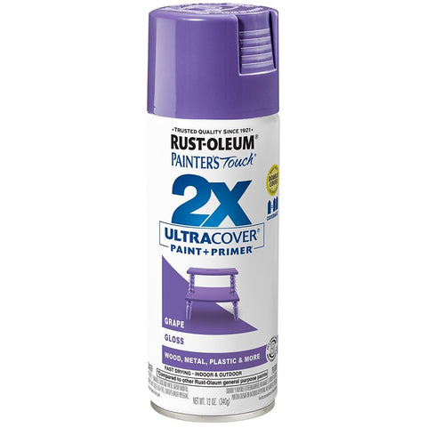 Painter's Touch 2X Ultra Cover 334033 Spray Paint, Gloss, Grape, 12 oz Aerosol Can