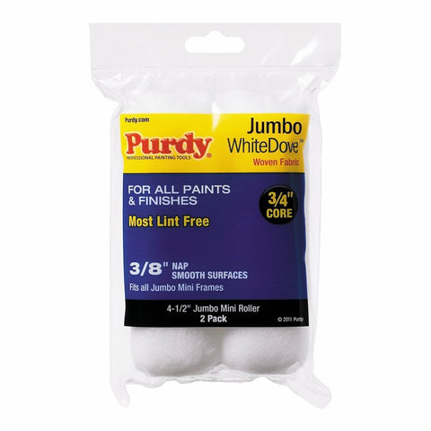 Purdy Jumbo Marathon 144624062 Mini Roller Cover, 3/8 in Thick Nap, 4-1/2 in L, Nylon/Polyester Cover