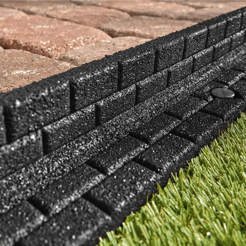 Rubberific RBFE4BK40 Brickface Landscape Edging, 48 in L, L, Rubber, Black