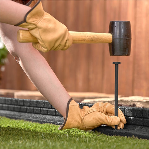 Rubberific RBFE4BK40 Brickface Landscape Edging, 48 in L, L, Rubber, Black