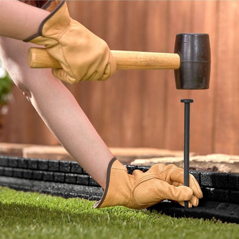 Rubberific RBFE4BK40 Brickface Landscape Edging, 48 in L, L, Rubber, Black