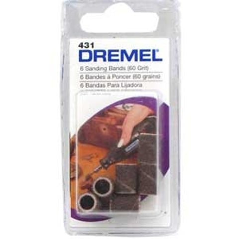 Dremel 432 Series Sanding Band, 1/2 in Dia Drum, 1/8 in Dia Shank, 120 Grit, Coarse, Aluminum Oxide Abrasive