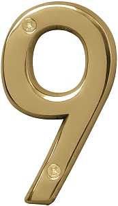 Hy-Ko Prestige Series BR-42PB/9 House Number, 2.938 in W x 6.875 in H Dimensions, Character: 9, 4 in H Character, Pack of 3