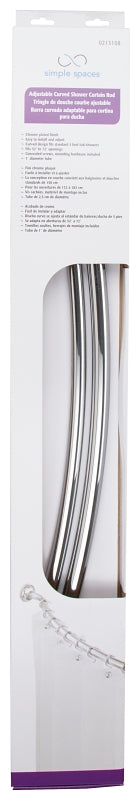 Simple Spaces SD-CSR-CH Shower Curtain Rod, 13-1/2 lb, 52 to 72 in L Adjustable, 1 in Dia Rod, Steel, Chrome