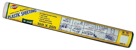 Carry-Home SP-6CH10-C Poly Film, 6 mil Thick, 25 ft L, 10 ft W, Clear, Pack of 6