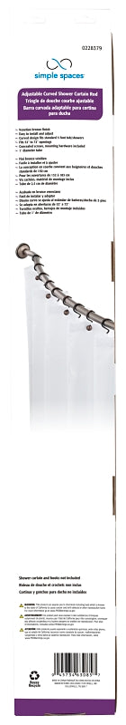Simple Spaces SD-CSR-VB Shower Curtain Rod, 13-1/2 lb, 52 to 72 in L Adjustable, 1 in Dia Rod, Steel, Venetian Bronze