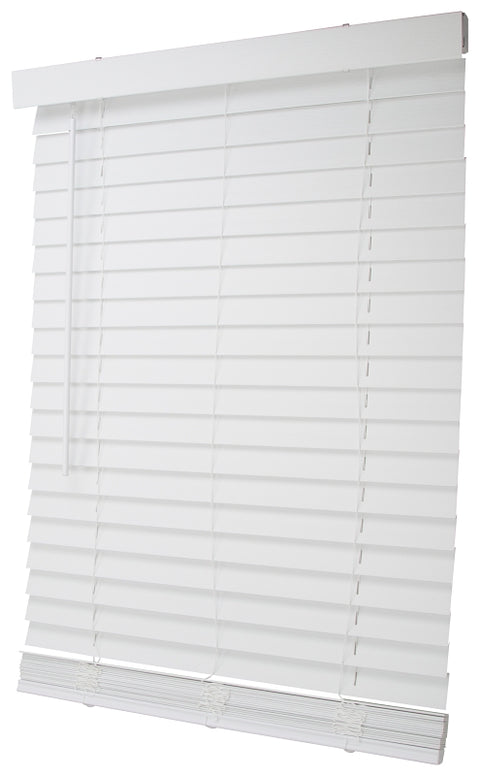 Simple Spaces FWMB-9 Blind, 64 in L, 27 in W, Faux Wood, White, Pack of 2