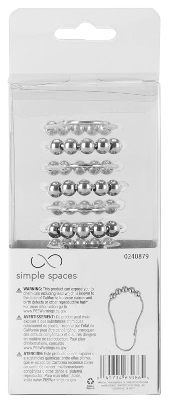 Simple Spaces SD-BH-CH Roller Ball Curtain Hook, Steel, Chrome, 1-1/2 in W, 3 in H