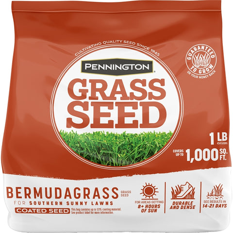 Pennington 100532463 Grass Seed, 1 lb Bag, 1000 sq-ft Coverage Area, Bermudagrass, 15/PK
