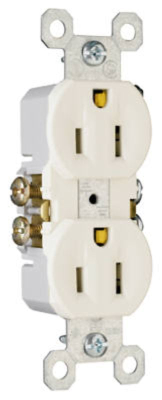 Legrand TradeMaster Series 3232LATU Duplex Receptacle, Thermoplastic, Light Almond, 2-Pole, 15 A, 125 V, 3-Wire