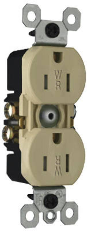 Legrand TradeMaster Series 3232TRWRICC8 Duplex Receptacle, Thermoplastic, Ivory, 2-Pole, 15 A, 125 V