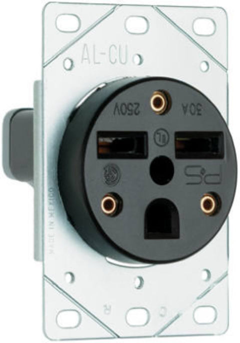 Legrand 3801CC6 Straight Blade Power Outlet Receptacle, 2 -Pole, 250 V, 30 A, NEMA: NEMA 6-30, Black