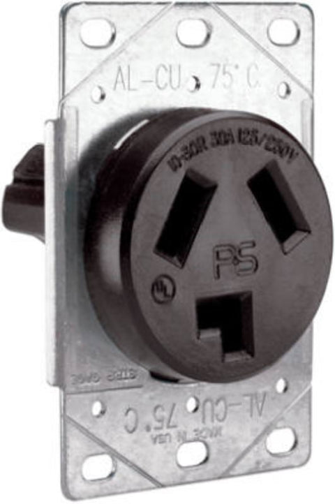 Legrand 3860CC6 Straight Blade Power Outlet Receptacle, Flush Mounting, 3-Pole, 125/250 V, 30 A