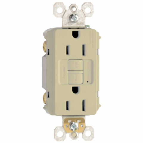 Legrand radiant Series 1597ICCD12 GFCI Duplex Receptacle, Nylon, Ivory, 2-Pole, 15 A, 125 VAC, Back, Side Wiring