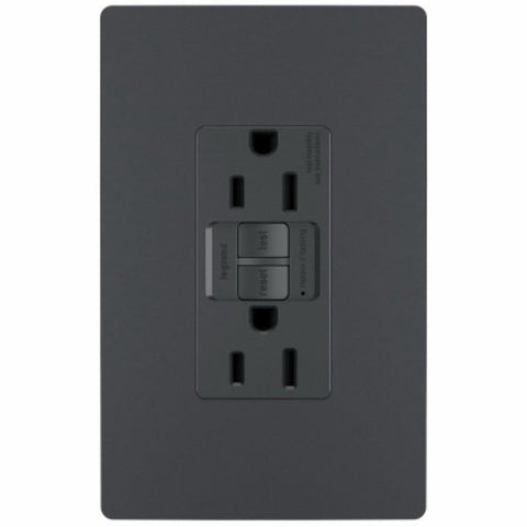 Legrand radiant Series 1597TRGCC4 Duplex Self-Test GFCI Receptacle, 125 V, 15 A, NEMA: NEMA 5-15R, Graphite