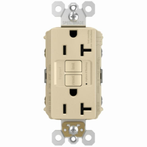 Legrand radiant Series 2097TRICCD4 GFCI Duplex Receptacle, Nylon, Ivory, 2-Pole, 20 A, 125 VAC, NEMA: 5-20R