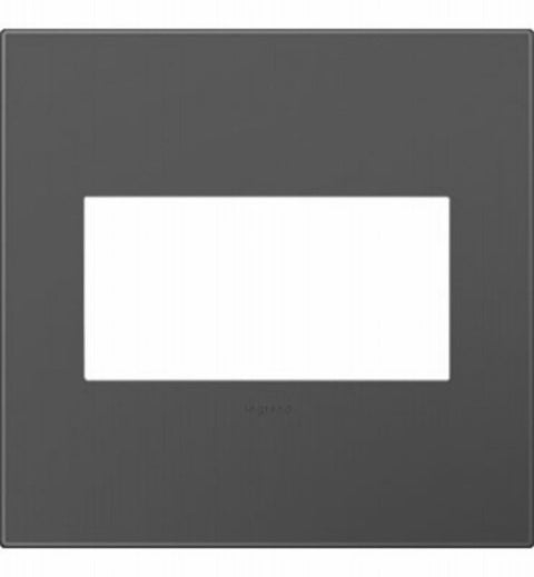 Legrand adorne AWP2GMG4 Wallplate, 5.13 in L, 5.29 in W, 2 -Gang, Plastic, Magnesium
