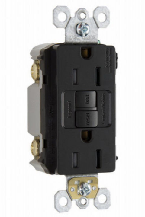 Legrand radiant 1597TRCCD4 GFCI Outlet, 125 VAC, 15 A, NEMA: NEMA 5-15R, Back Wiring, Brown