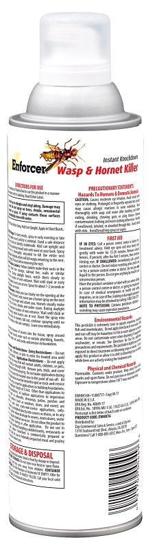 Enforcer EWHIK16 Wasp and Hornet Killer, Liquid, Spray Application, Indoor, Outdoor, 16 oz Aerosol Can