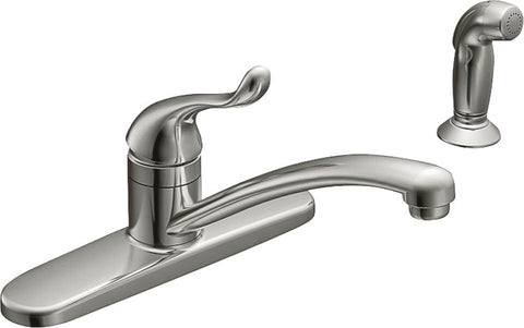 Moen Adler Series CA87530 Kitchen Faucet, 1.5 gpm, 1-Faucet Handle, 4-Faucet Hole, Stainless Steel, Chrome-Plated, Yes