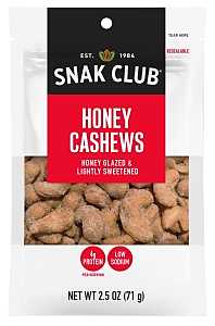Snak Club 700558 Honey Cashew, Roasted, 2.5 oz, Pack of 6