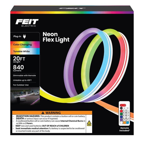 Feit Electric NF20/CHASE Outdoor Flex Light, 120 V, 30 W, LED Lamp, Tunable White Light, 840 Lumens