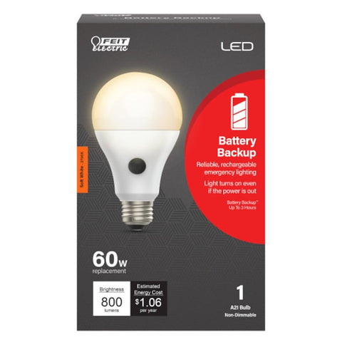 Feit Electric OM60/927CA/BATG2LEDI LED Bulb, General-Purpose, Battery Operated, 60 W Equivalent, E26 Medium Lamp Base