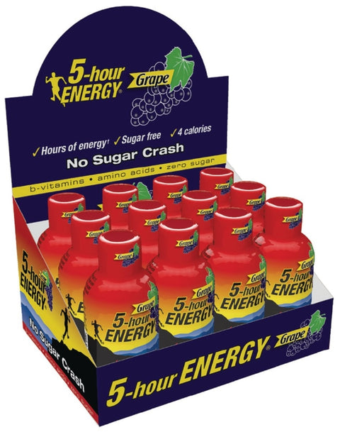5-hour ENERGY 218123 Sugar-Free Energy Drink, Liquid, Grape, 1.93 oz, Pack of 12