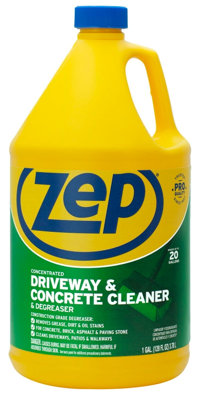 Zep ZUCON128 Concrete and Masonry Cleaner, Liquid, Mild, Characteristic, Clear/Purple, 128 oz, Can, Pack of 4