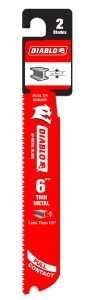 Diablo DS0620BF2 Reciprocating Saw Blade, Applicable Materials: Metal, 6 in L, 20/24 TPI, 2/PK