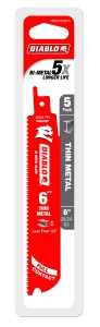 Diablo DS0620BF5 Reciprocating Saw Blade, Applicable Materials: Metal, 6 in L, 20/24 TPI, 5/PK