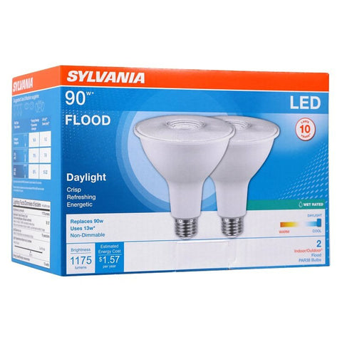 Sylvania 79736 LED Bulb, Flood/Spotlight, PAR38 Lamp, 90 W Equivalent, E26 Lamp Base, Non-Dimmable, Daylight Light