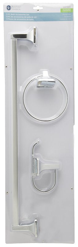 Boston Harbor 3603C Bath Hardware Set, Aluminum/Steel/Zinc, Chrome, 3-Piece, For: Bathroom