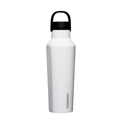Corkcicle Classic Sport Canteen Series 2020GW Water Bottle, 20 oz, Stainless Steel/Silicone, Gloss White, Leakproof Lid