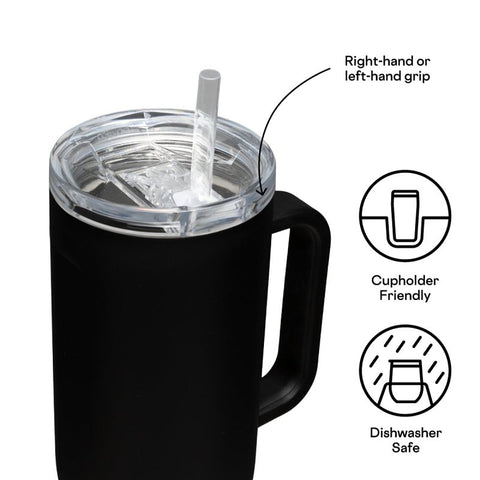 Corkcicle 2240MB Tumbler, 40 oz, Sip Plus Straw Lid, Steel, Matte Black, Insulated