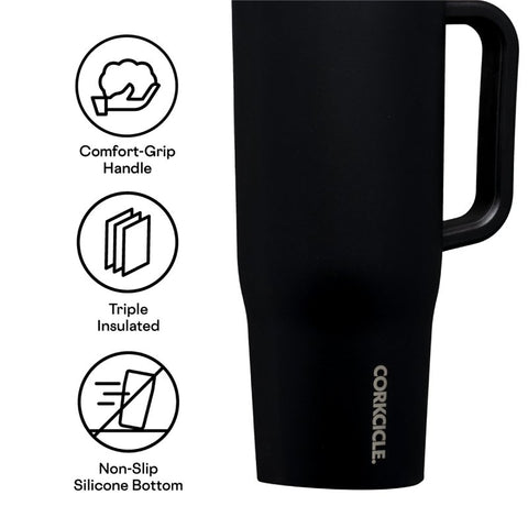 Corkcicle 2240MB Tumbler, 40 oz, Sip Plus Straw Lid, Steel, Matte Black, Insulated