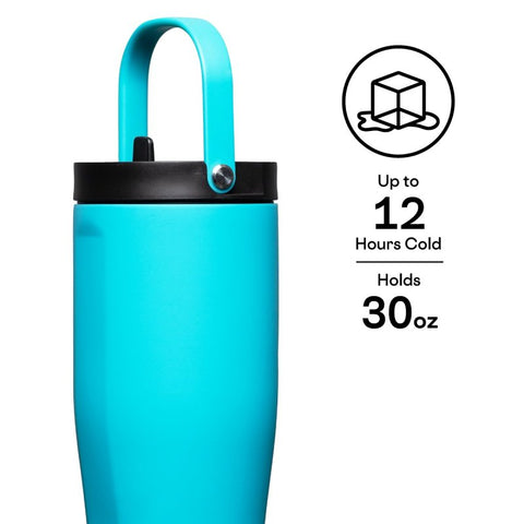Corkcicle Go Cup XL Series 2830CCB Tumbler, 30 oz, Stainless Steel, Capri Blue, Insulated