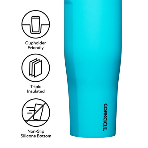 Corkcicle Go Cup XL Series 2830CCB Tumbler, 30 oz, Stainless Steel, Capri Blue, Insulated
