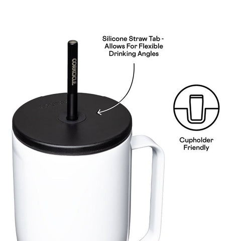 Corkcicle Go Cup XL Series 2830GW Tumbler, 30 oz, Stainless Steel, Gloss White, Insulated