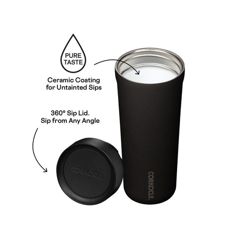 Corkcicle Sierra Series 2817PWW Commuter Cup Travel Coffee Mug, 17 oz, Ceramic, Walnut Wood
