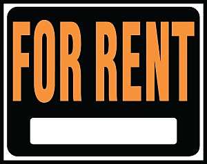 Hy-Ko Hy-Glo Series SP-102 Identification Sign, Rectangular, FOR RENT, Fluorescent Orange Legend, Black Background, Pack of 5