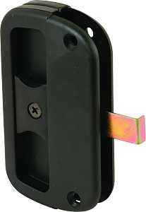 Prime-Line A 186 Door Latch and Pull, 1/2 in, Mounting Hole Center to Center: 3 in, Plastic/Steel, Black