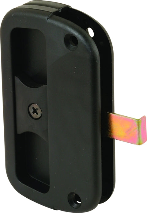 Prime-Line A 186 Door Latch and Pull, 1/2 in, Mounting Hole Center to Center: 3 in, Plastic/Steel, Black